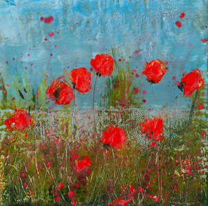 Poppies by the lake