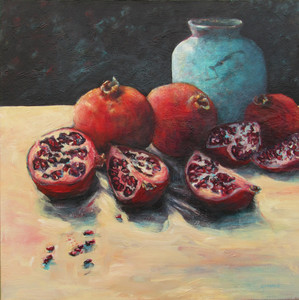 Pomegranates & Blue Pot