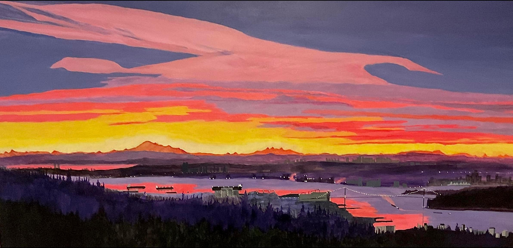 December sunrise over Mount Baker and Vancouver