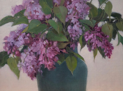 Lilacs in a Blue Vase