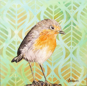Little Robin with Leaf