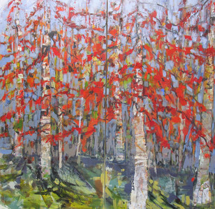 Red Birches(Diptych)