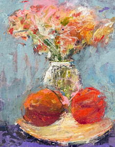 Summer Peaches and Dahlias