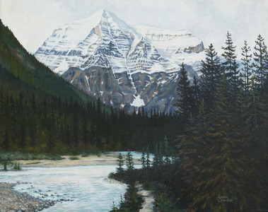 Mount Robson and River at Dusk