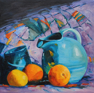 Blue Jug & Oranges