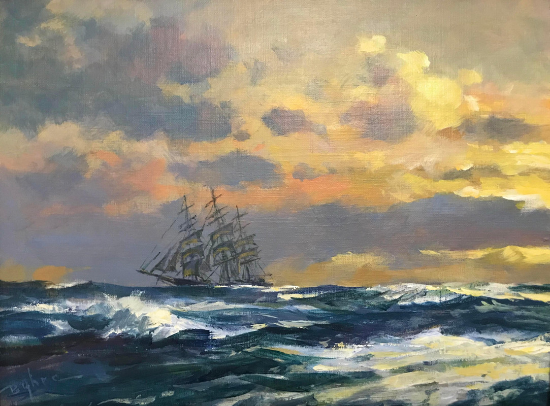 Daybreak on Rolling Seas