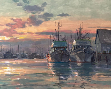 Fishing Boats at Sunset