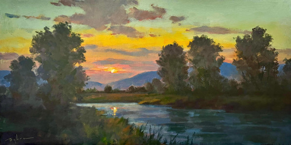 Sun Setting Along the River