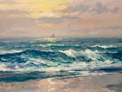 Waves Under an Evening Sky