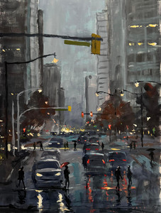 Winter Rain Vancouver Street