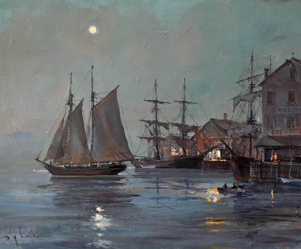 Leaving Port Under a Full Moon
