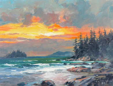On a Beach at Sunset