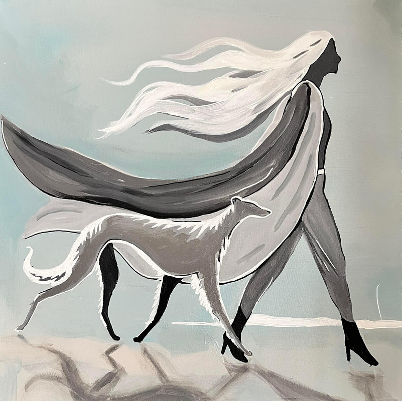 Lady with Borzoi