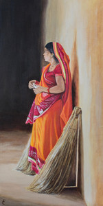 Indian Woman with brooms