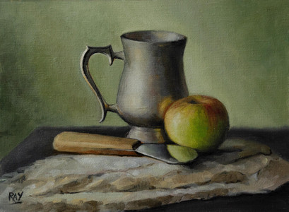 Pewter Mug and Green Apple