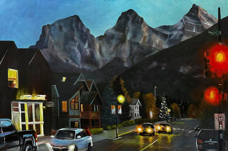A Rocky Mountain Town At Twilight