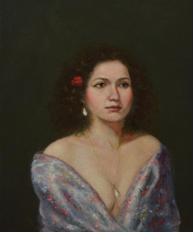 Girl wearing pearls