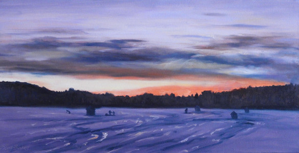 Ice Fishing at Sunset
