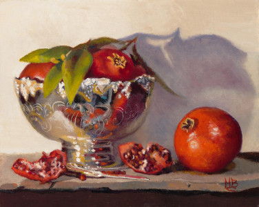 pomogranates & silver bowl 