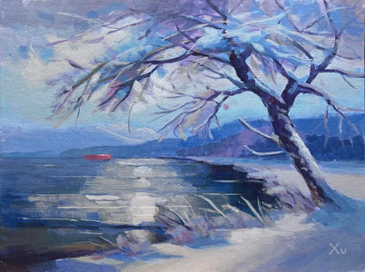 Winter's Embrace by the Shore