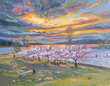 Cherry Glow at English Bay