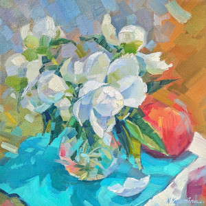 White peony buds
