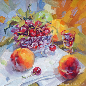 Peaches and sour cherries