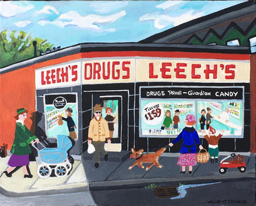 Leech's Drugs on a Spring day, c1940