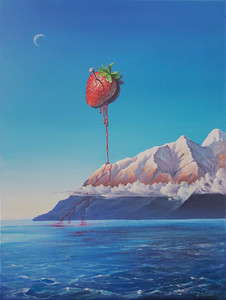 LANDSCAPE WITH A  STRAWBERRY NAILED TO THE SKY