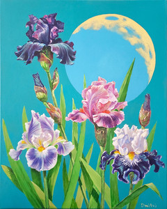 Irises and The Moon