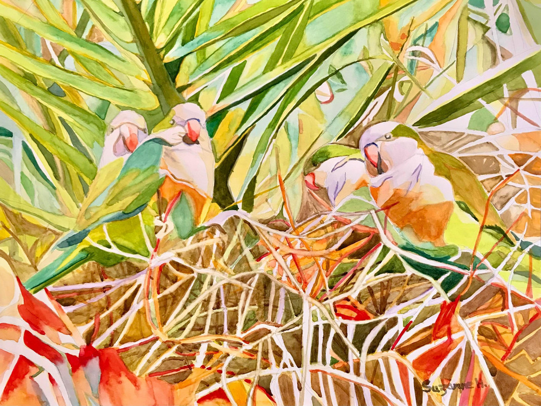 Parrots in Gaudi&rsquo;s Gardens
