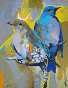 Sun and Skye - a pair of Mountain Bluebirds