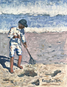 Sweeping the beach