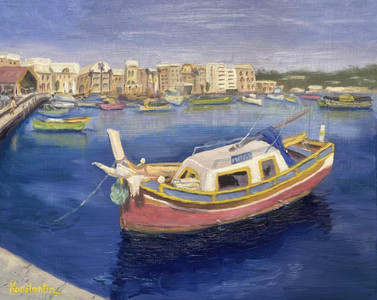 A red boat in Marsaxlokk