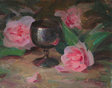 Pink Camellias & Silver