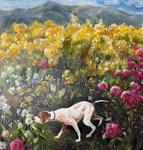 Dog love flowers