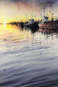 Sunset Fishing Boats