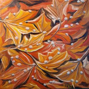 Raindrops on fall canopy