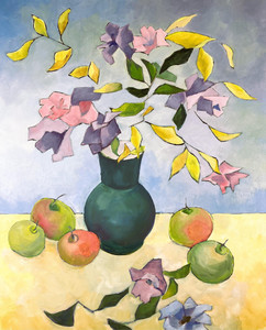 Bouquet in a Green Vase