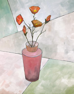 Flowers in a Pink Vase