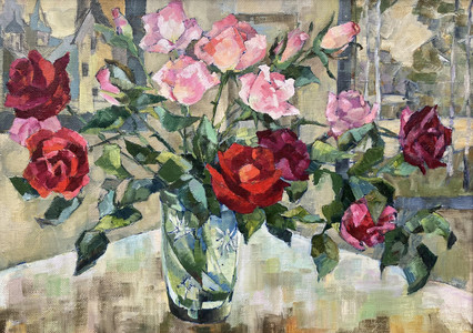 Roses in a Crystal Vase