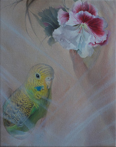 Parrot and flowers