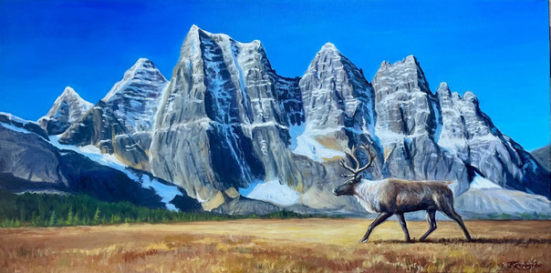 Mountain Caribou at the Ramparts, Jasper National Park