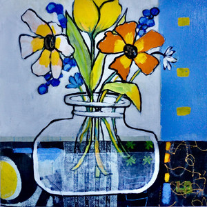 Mixed Flowers in Glass Vase