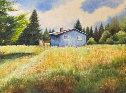 Blue House in Late Summer