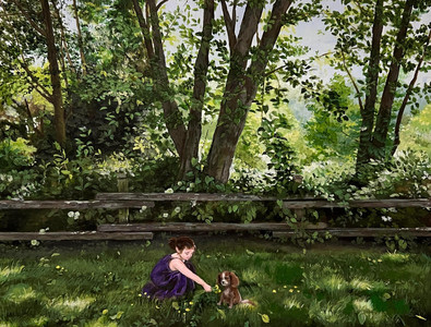 girl with her dog