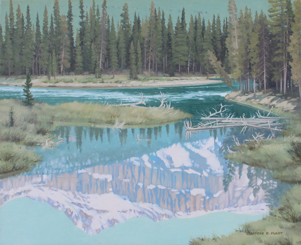 #328-Mt. Sarbach Reflected in the Mistaya River