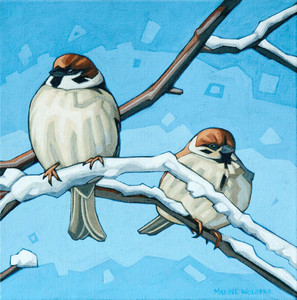 Sparrows in the Snow