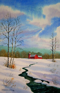 Red Barn Winter Peace