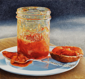 Apricot jam on toast in september